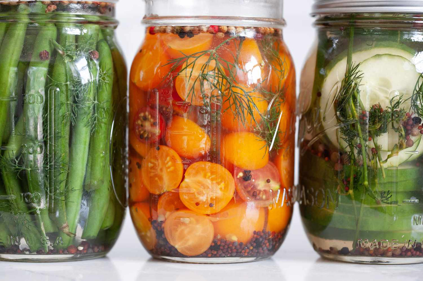 Canned pickled fruits and vegetables
