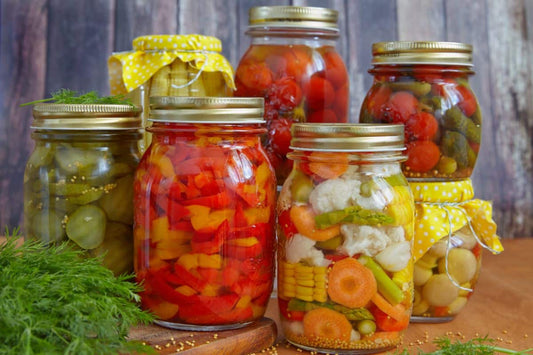 Canned pickled fruits and vegetables