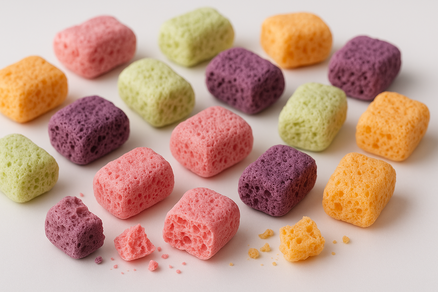 an image of freeze dried hi chew candies realistic